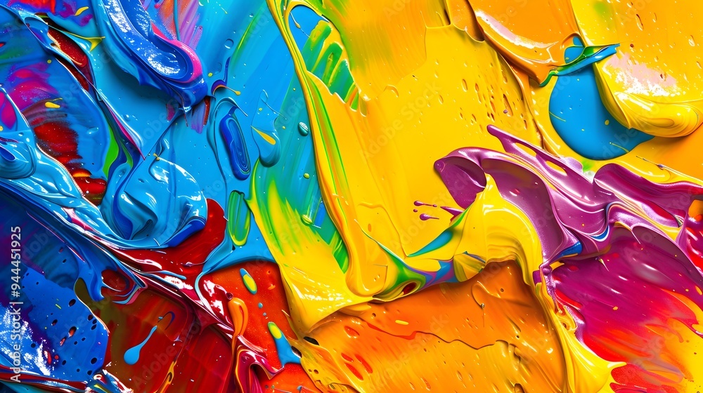 Wall mural vibrant image showing a colorful array of paint streaks