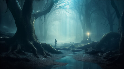 Mysterious Forest, Mysitc Magic Woods, Generative AI