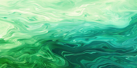 A soothing abstract design in shades of green and turquoise, reminding one of serene waters.