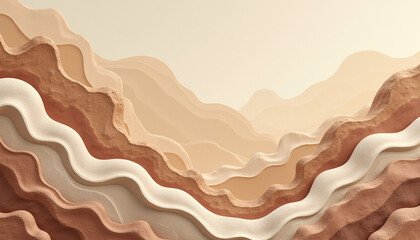 Organic earthy tones of brown beige and cream come together in abstract stone-like formations to create a warm natural design.