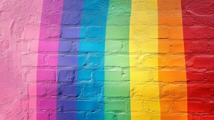 Fototapeta premium Rainbow Gradient Painted Brick Wall