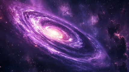 Purple Galaxy Nebula Swirl in Cosmic Space