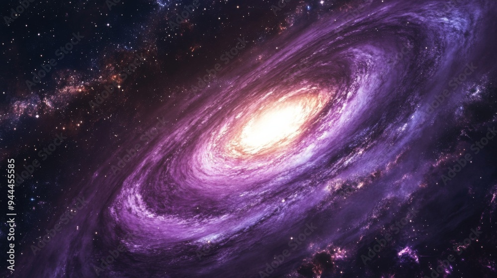 Poster majestic spiral galaxy in deep space