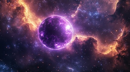 Nebula and Planet in Outer Space