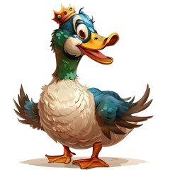 Duck king fantasy animal cartoon isolated whitebackground