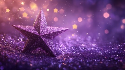 Glittery Star on a Sparkling Purple Background