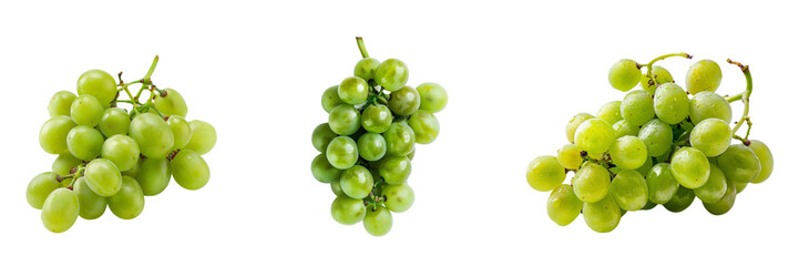 Set of Bunch of Green Grapes isolated on a transparent background
