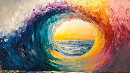 Abstract ocean wave painting