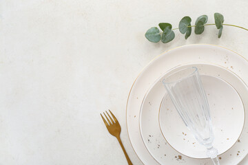 Stylish table setting on white background
