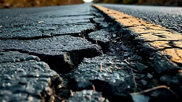 a road with a crack in it