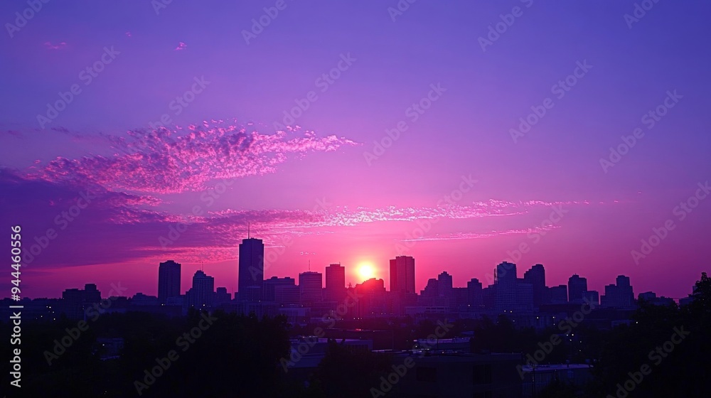 Poster City Skyline at Sunset