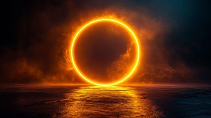 Obraz premium Fiery Neon Circle Portal at Night