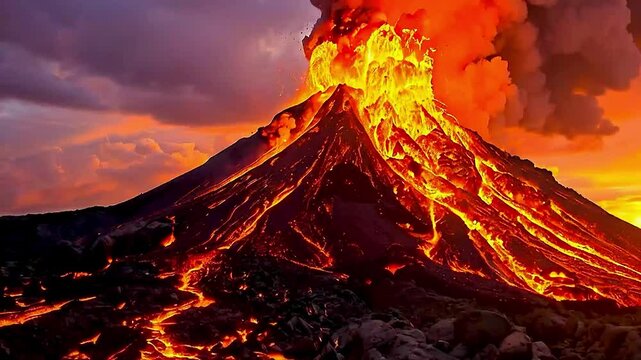 a volcano  erupting