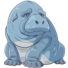Dugong Disgust emotion fantasy animal cartoon isolated whitebackground