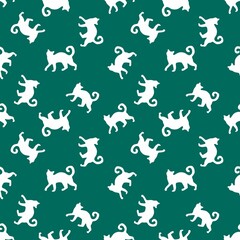 Halloween animals seamless cats and pumpkins pattern for wrapping paper