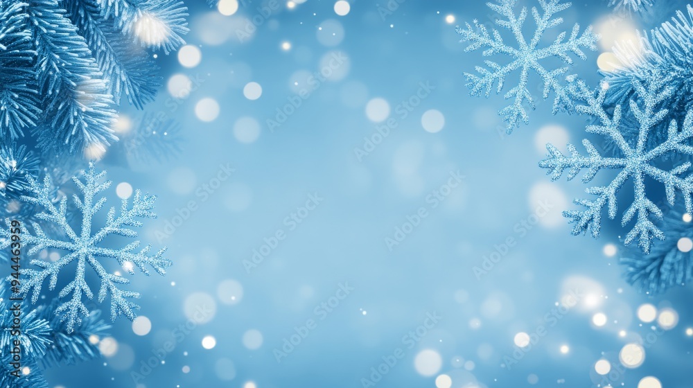 Wall mural ai blue background with bubbles and snowflakes