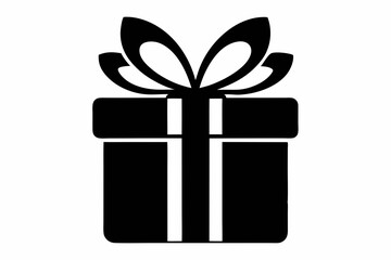Gift box icon Silhouette vector illustration, christmas gift box with ribbon	
