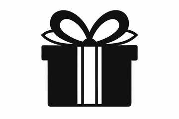 Gift box icon Silhouette vector illustration, christmas gift box with ribbon	
