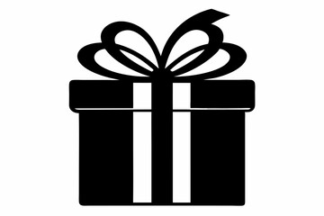 Gift box icon Silhouette vector illustration, christmas gift box with ribbon	
