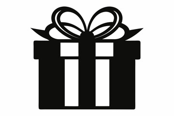 Gift box icon Silhouette vector illustration, christmas gift box with ribbon	
