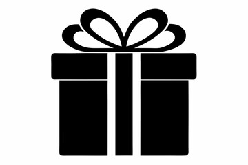 Gift box icon Silhouette vector illustration, christmas gift box with ribbon	
