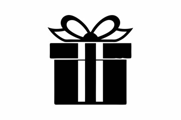 Gift box icon Silhouette vector illustration, christmas gift box with ribbon	
