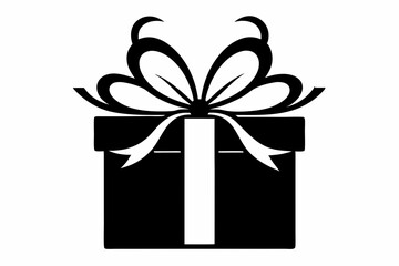 Gift box icon Silhouette vector illustration, christmas gift box with ribbon	
