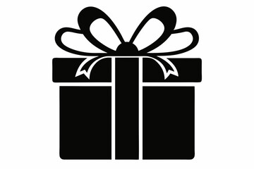 Gift box icon Silhouette vector illustration, christmas gift box with ribbon	
