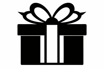 Gift box icon Silhouette vector illustration, christmas gift box with ribbon	
