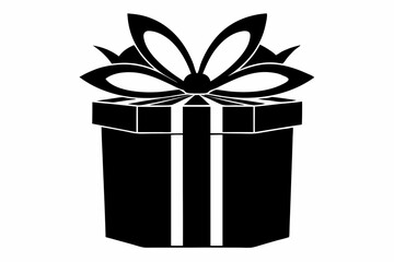 Gift box icon Silhouette vector illustration, christmas gift box with ribbon	
