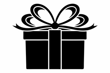 Gift box icon Silhouette vector illustration, christmas gift box with ribbon	
