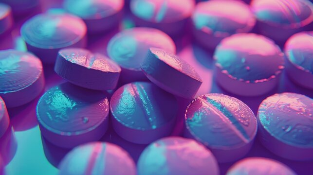 Close up of oxycodone opioid tablets