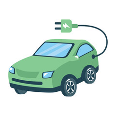 electric car with plug green