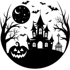halloween background with house