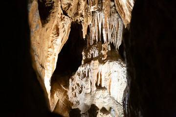 Natural rock formations in Balcarka cave, one of cave in long karst canyon of Suchy zleb of...