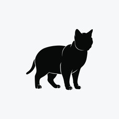 Fototapeta premium Scottish fold cat silhouette vector template illustration