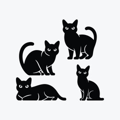 Scottish fold cat silhouette vector template illustration