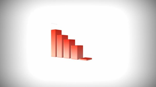 Red graph and arrow falling down. Corporate 3D animation. Financial recession, abstract drop report