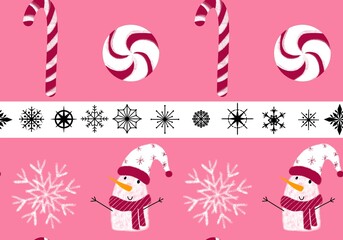 Winter seamless snowman pattern for fabrics and textiles and packaging