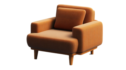  Isolated 3d render armchair scene creator rendering for interior design or decoration projects on transparency background PNG