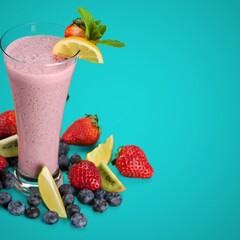 Delicious sweet berry smoothie in glasses