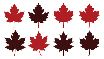 Maple leaves set , Autumn Leaves silhouette set vector illustration