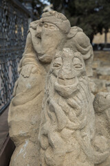 Azerbaijan, Baku . 01.01.2000 . An ancient statue made of stone. Maiden Tower Baku Stock Photos .