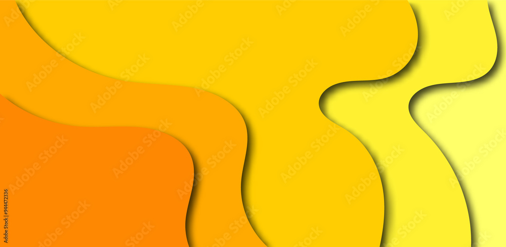 Poster abstract yellow and orange paper texture background. minimal paper cut style composition with layers