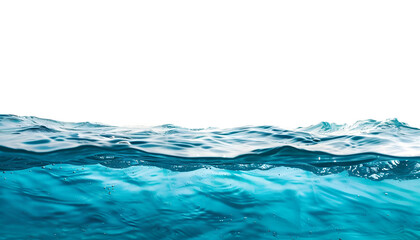 Side view surface of blue water in white background