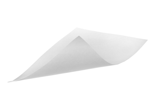 White paper flying, sheet falls and twists isolated on white, clipping path