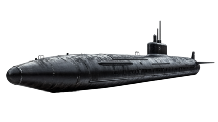 Military submarine isolated on a white background
