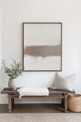 room of the house with a white picture on the wall for advertising or publications.