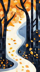 Abstract illustration of autumn forest