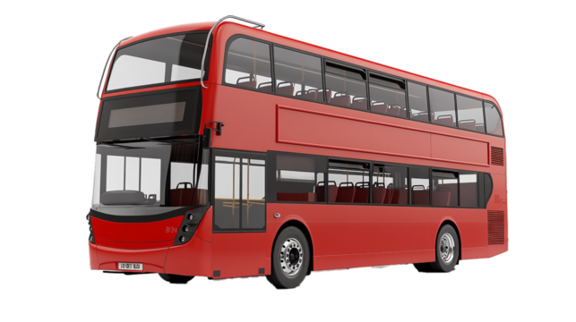 Modern double-decker bus isolated on a white background
